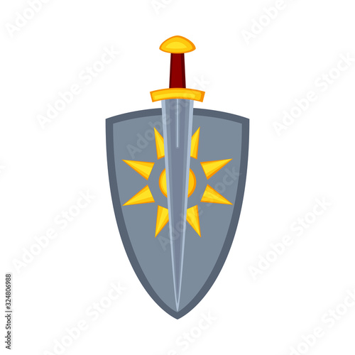 Cartoon metal sword shield