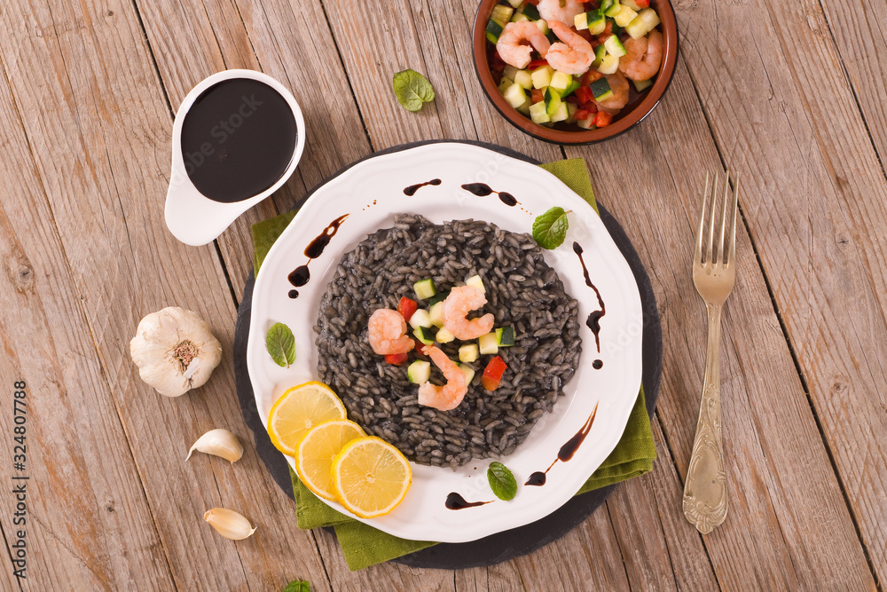 Squid ink risotto. Squid ink risotto.