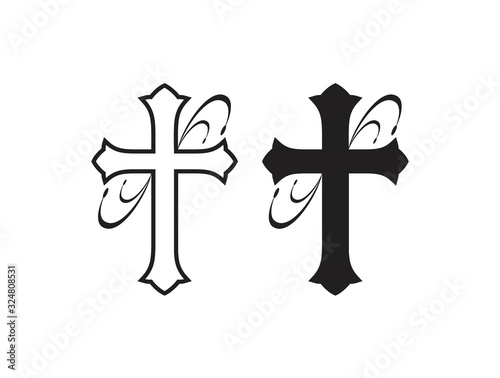 Symbol of a church cross. Christianity religion symbol.