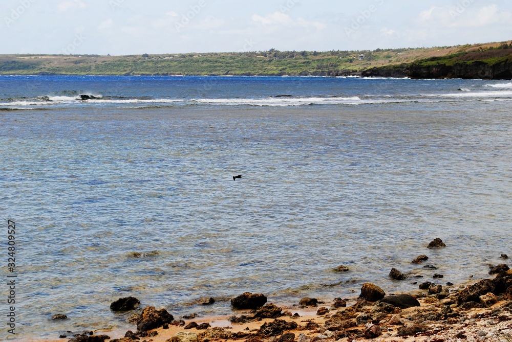 Wide shot of Lao Lao Beach, Saipan, Northern Mariana Islands Wide shot of Lao Lao Beach, Saipan, Northern Mariana Islands