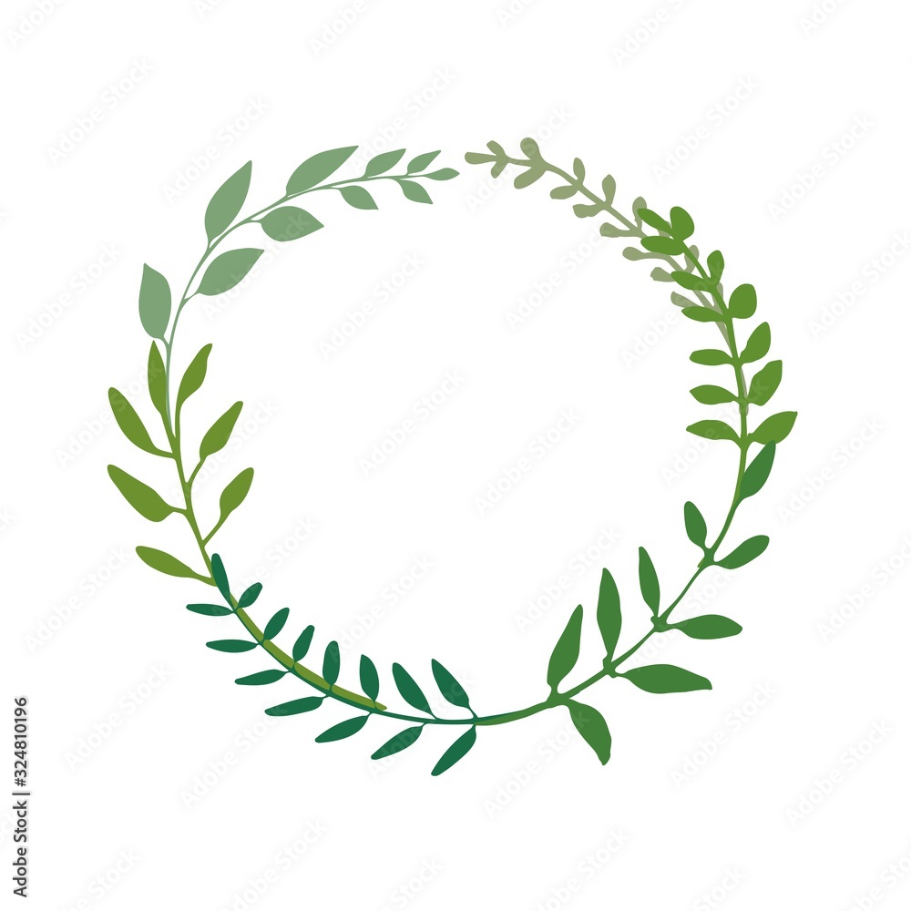 Obraz premium Herbal wreaths great to place any text, quote or logo. Floral frame made of hand drawn twigs. Round border design great for spring or summer theme. Vector