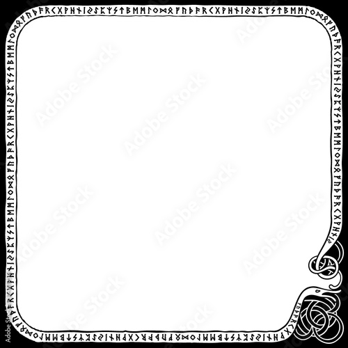 Runic square frame/ Illustration a frame with the scandinavian futhark in nordic style
