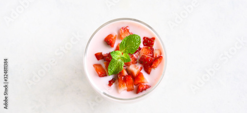 Strawberry yogurt with fresh berries