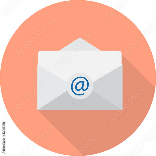 Vector flat Electronic Mail icon. Isolated on a red background and has a shadow. Used for sending messages Which is suitable for businessmen, marketers and accountants