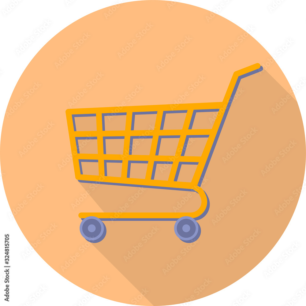 Vector flat Cart icon isolated on orange background. Vector flat Cart icon isolated on orange background.