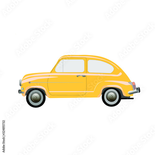 vector image of yellow reto car © Наталия Дубовская