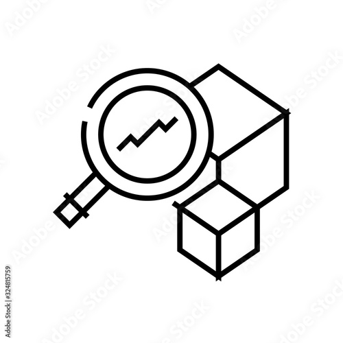Blocks search line icon, concept sign, outline vector illustration, linear symbol.