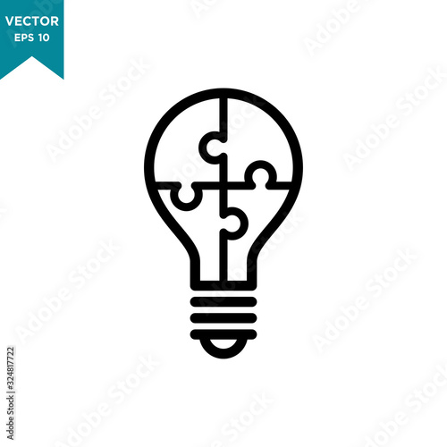 bulb lamp puzzle icon, puzzle icon in trendy flat style 