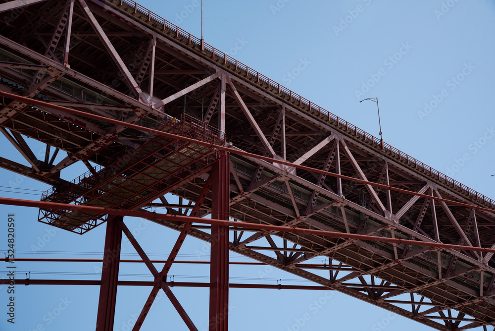 construction of the 25 april bridge in lisbon photo