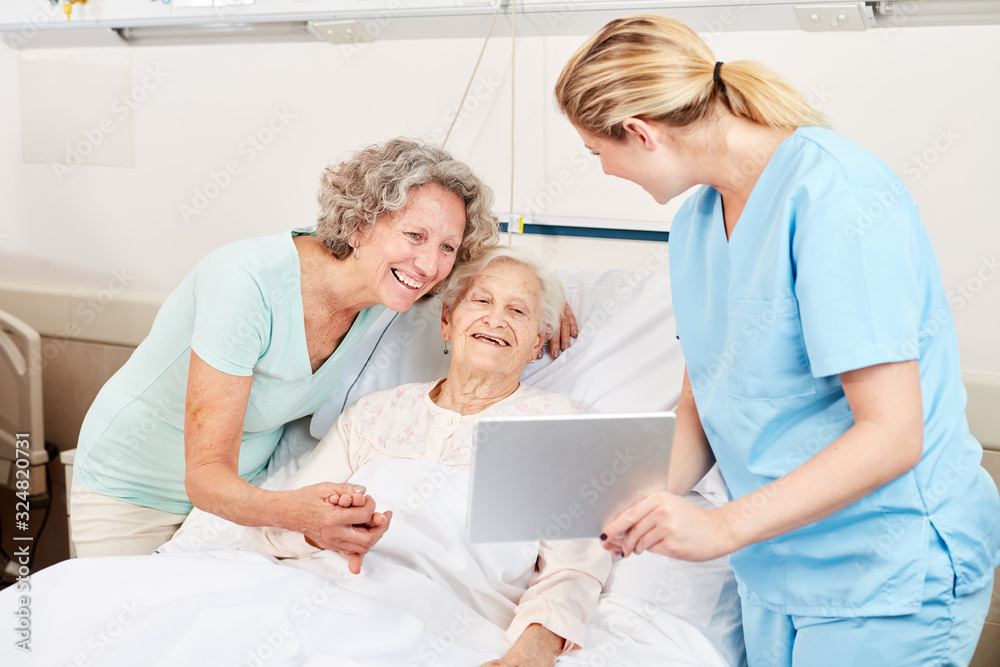 Nurse with tablet computer