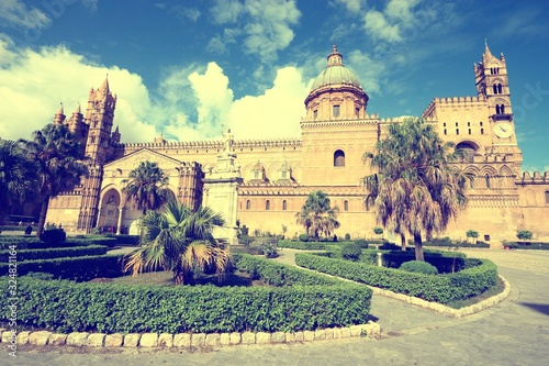 Palermo Cathedral. Vintage style filtered colors. photo