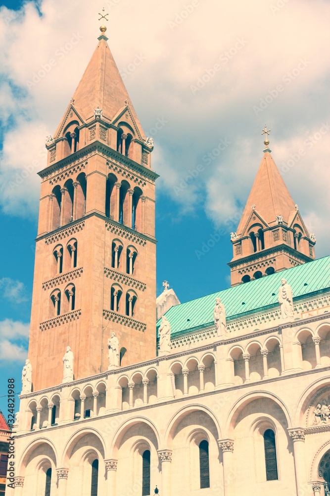 Fototapeta premium Pecs, Hungary. Retro style filtered color.