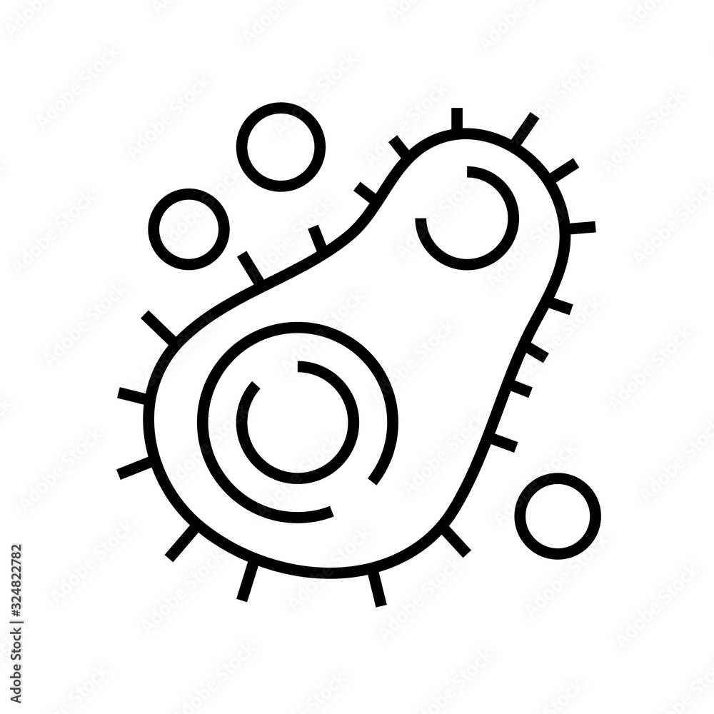 Fototapeta premium Bacterium line icon, concept sign, outline vector illustration, linear symbol.