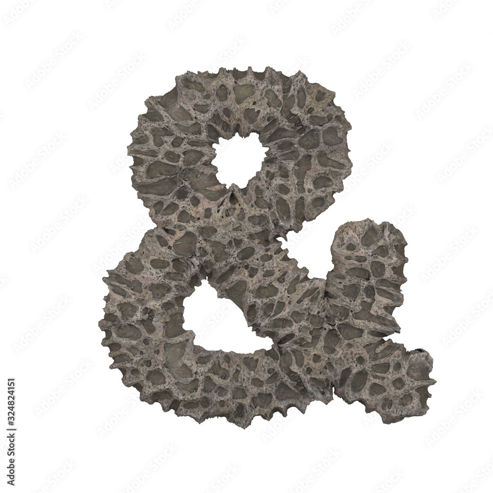 Porous stone letter - 3D render