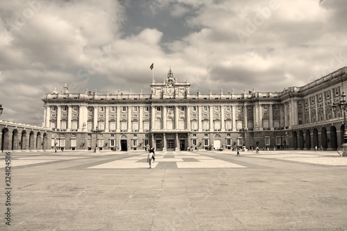 Madrid Royal Palace. Vintage filtered colors style.