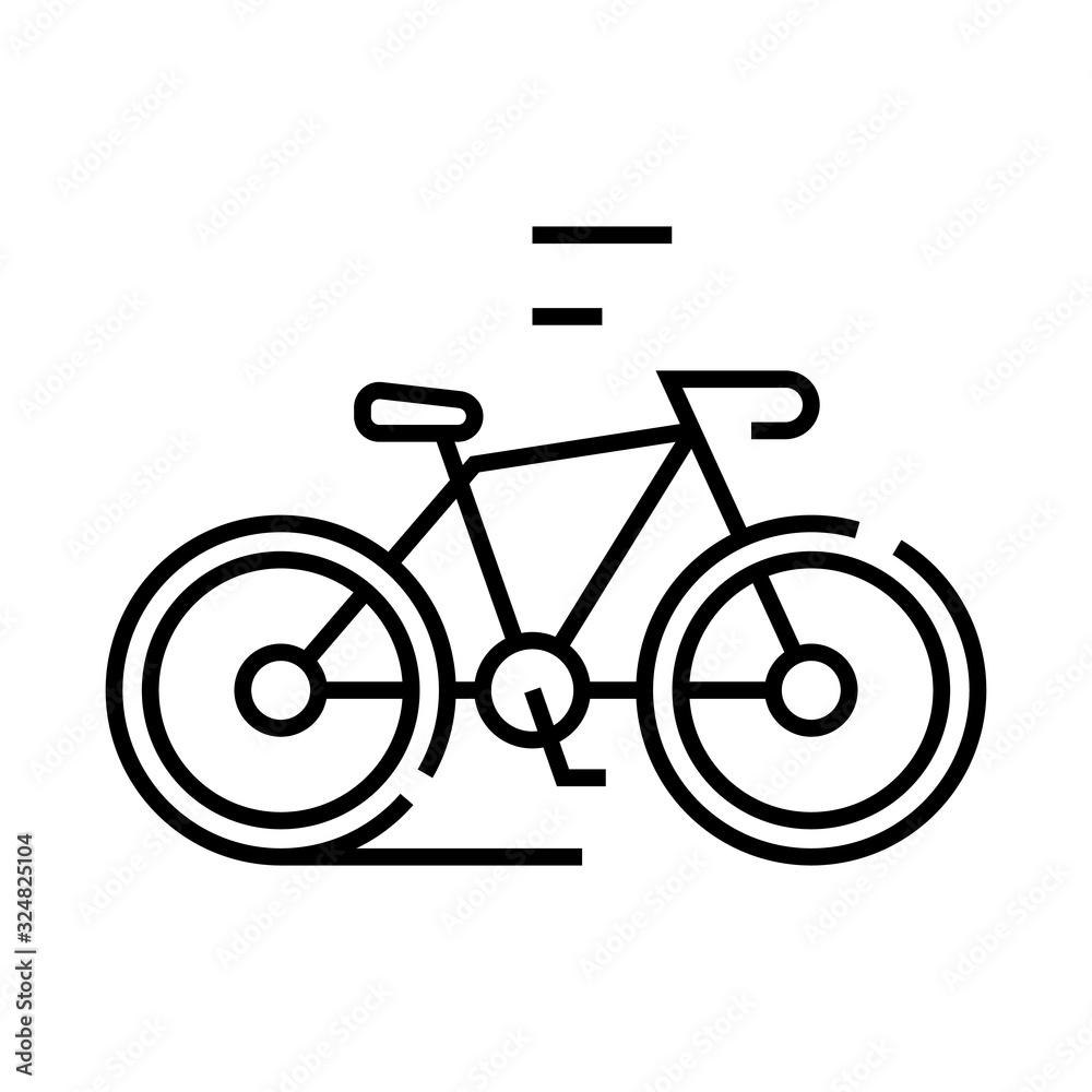 Bicycle line icon, concept sign, outline vector illustration, linear symbol. Bicycle line icon, concept sign, outline vector illustration, linear symbol.