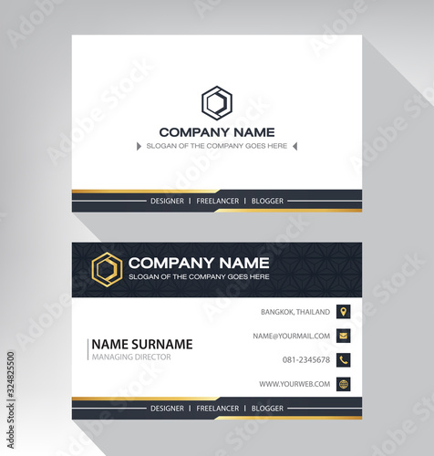Business card in modern luxury style black gold white