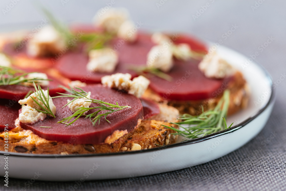 Pickled Beets on Toast with Vegan Feta