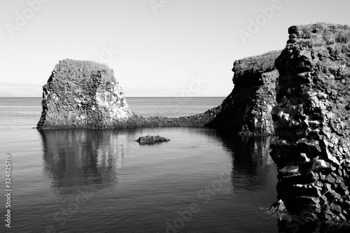 Iceland landscape - Snaefellsnes peninsula. Black and white vintage style photo. photo