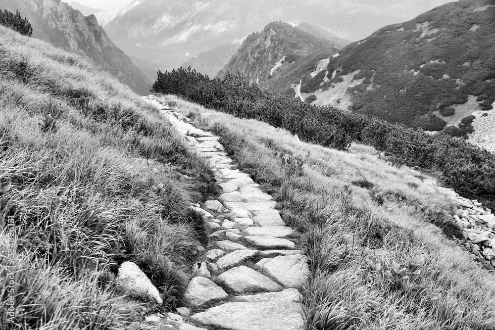 Obraz premium Tatry, Poland. Black and white retro style photo.