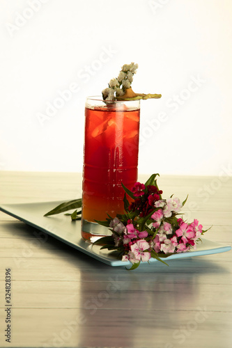 Jack Rose Cocktail. Cocktail containing applejack, grenadine, and lemon or lime juice photo