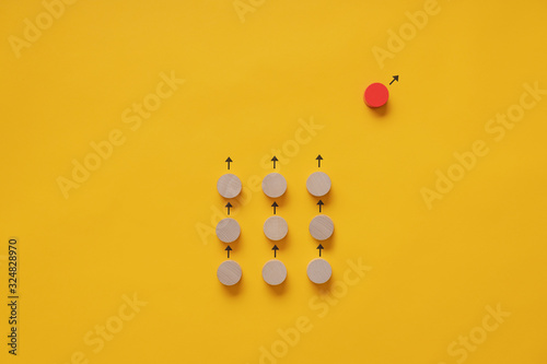 Conceptual image of standing out of the crow and uniqueness