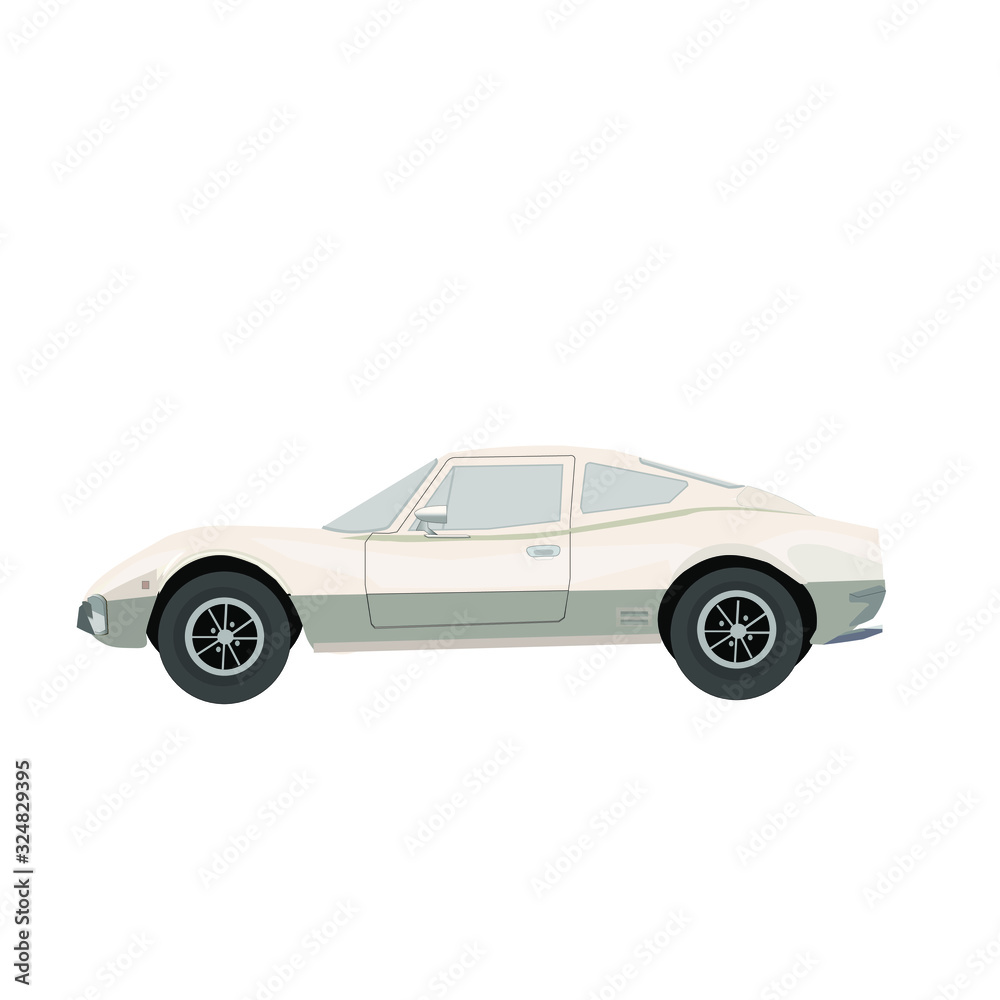 vector image of beige vintage sport auto 