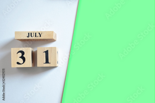 July 31, Empty white - green background.