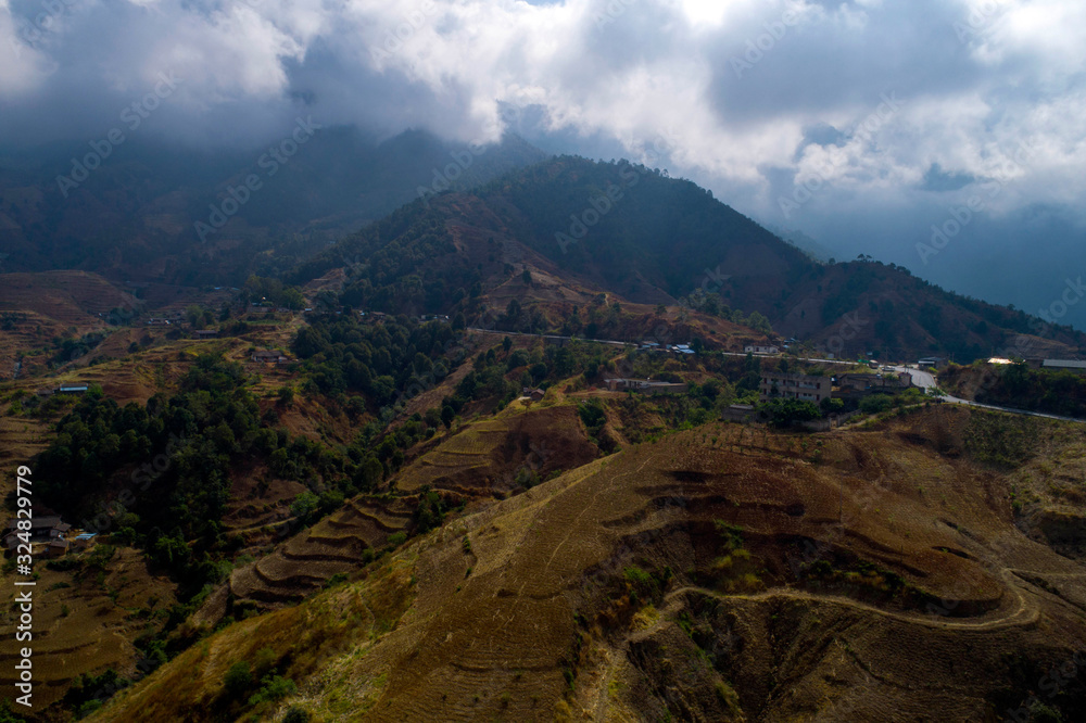 Naklejka premium Lisu inhabited areas in the deep mountains of Panzhihua City, Sichuan Province, China