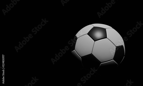 Realistic soccer ball or football ball basic pattern  on black background. 3d Style vector Ball on  black tone  use for background and wallpaper.