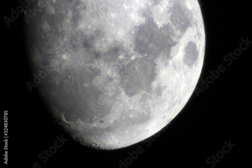 Moon through telescope. Big magnification