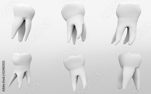 Teeth. Dentistry Implantation, dental treatment. 3D-rendering.