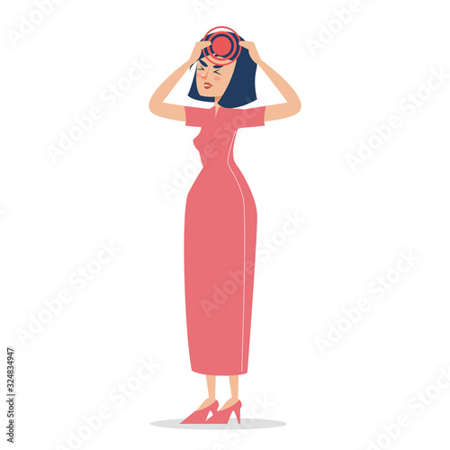 Woman suffer from the headache vector isolated