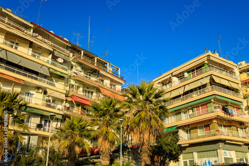 Fototapeta Naklejka Na Ścianę i Meble -  Thessaloniki, Greece - February 12 2020: streets and houses of Thessaloniki