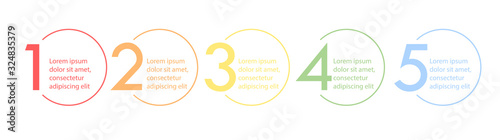 Infographic 5 step timeline template. Business graphic elements number five vector  