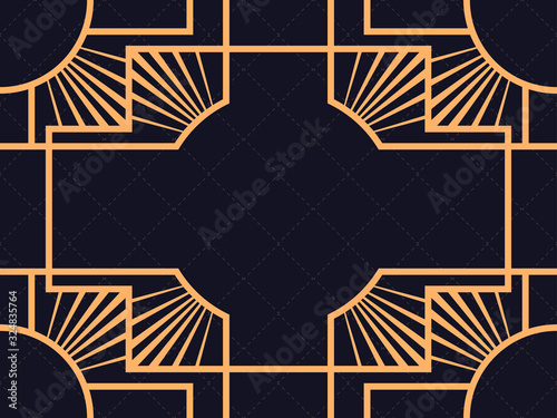 Art deco frame. Vintage linear border. Design a template for invitations, leaflets and greeting cards. The style of the 1920s and 1930s. Vector illustration
