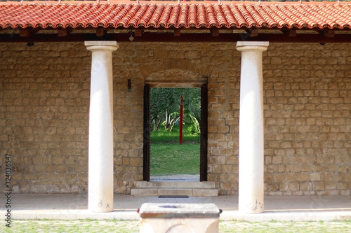 Historical Mediterranean garden in Split  Croatia on a sunny day. Selective focus.