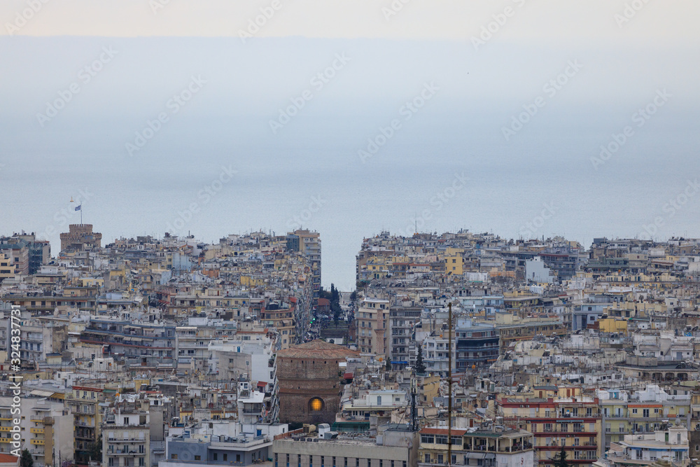 Thessaloniki city view in cloudy  from the mountain