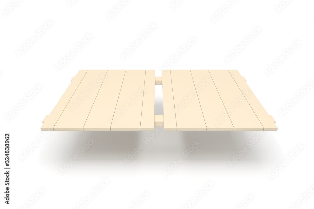 3D Rendering of Wooden Crate on White