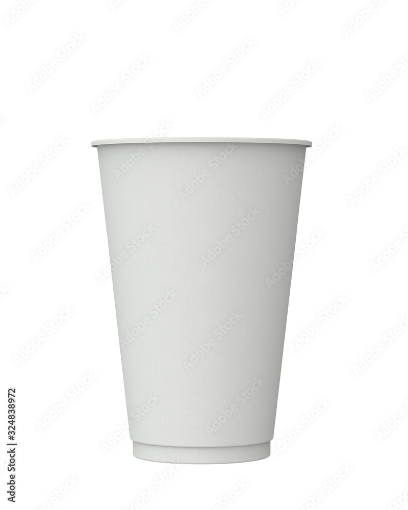 Empty White Paper Fast Food Cup Isolated on White. 3D Render. Empty White Paper Fast Food Cup Isolated on White. 3D Render.