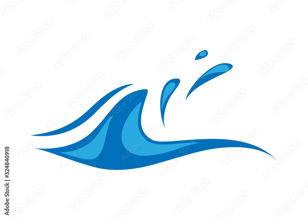 Water Wave Icon. Surf Logo. Vector Isolated On White Background. Hand Drawn Water Wave Icon. For Water Logo, Sign, Symbol, Surfing Icon, Sea And Ocean Logo. Abstract Ocean Waves Vector