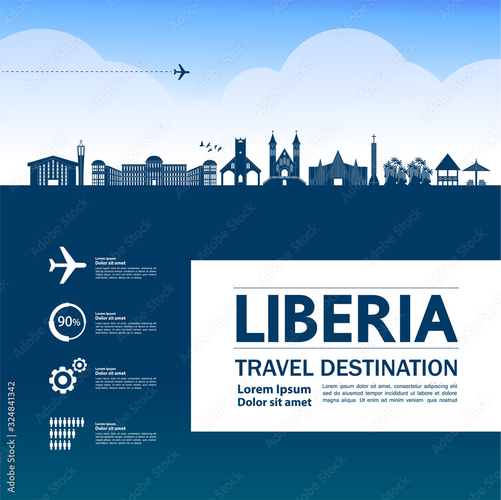 Liberia travel destination grand vector illustration. 