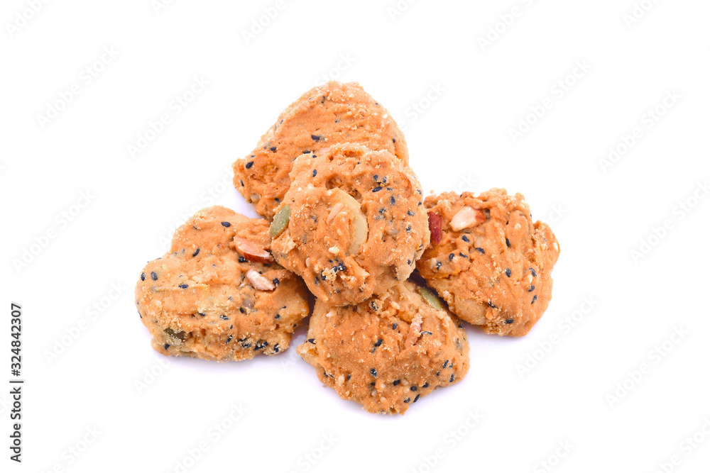 Cereal cookies on white background