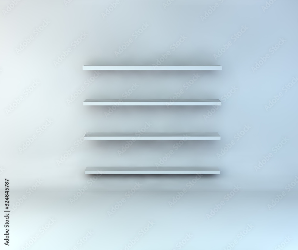 3d render or 3d illustration of a minimal wall shelf on white background .