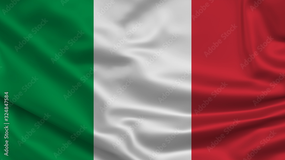 Italy waving flag. Silk texture. 3d Illustration.