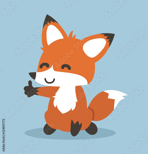 Red fox cartoon giving thumb up