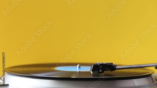 turntable with spinning lp record photo