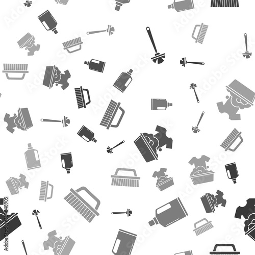 Set Toilet brush , Plastic bottles for liquid dishwashing liquid, Plastic basin with soap suds and Brush for cleaning on seamless pattern. Vector