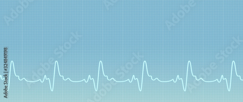 Green background with ecg line. Illustration of the ekg waves activity. Medical web sites with copy space. Health care banner.