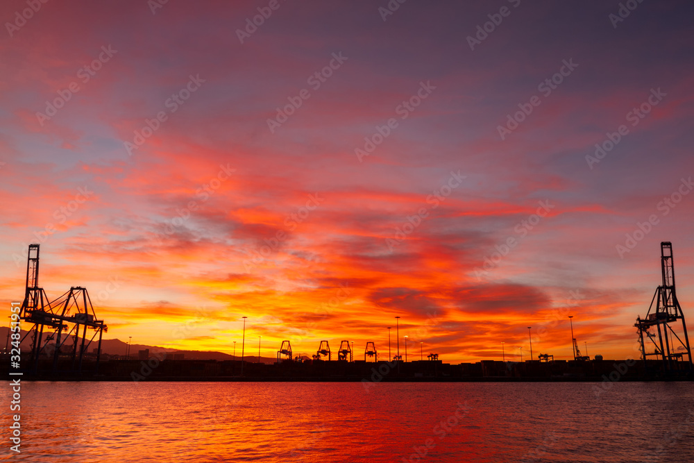 Wonderful sunset in Las Palmas port